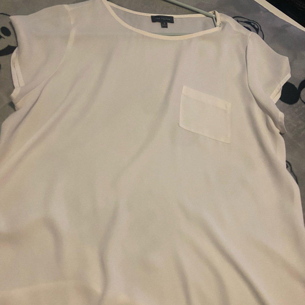 LOFT White Blouse with Pocket Detail